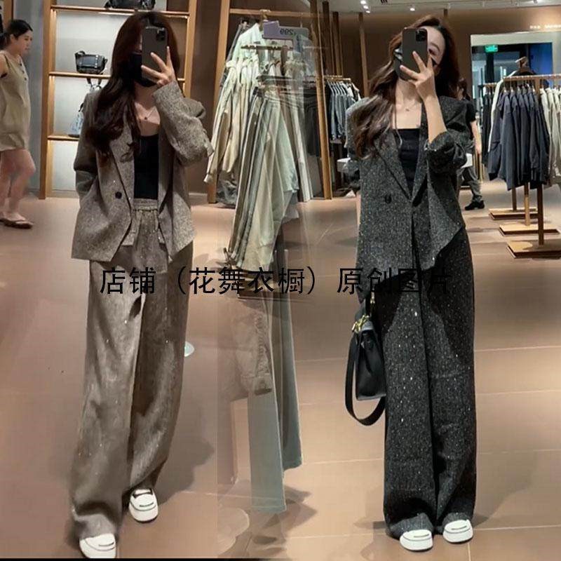不规则设计感气质亮钻两件套女神范G宽松显瘦阔腿裤重工时尚简约