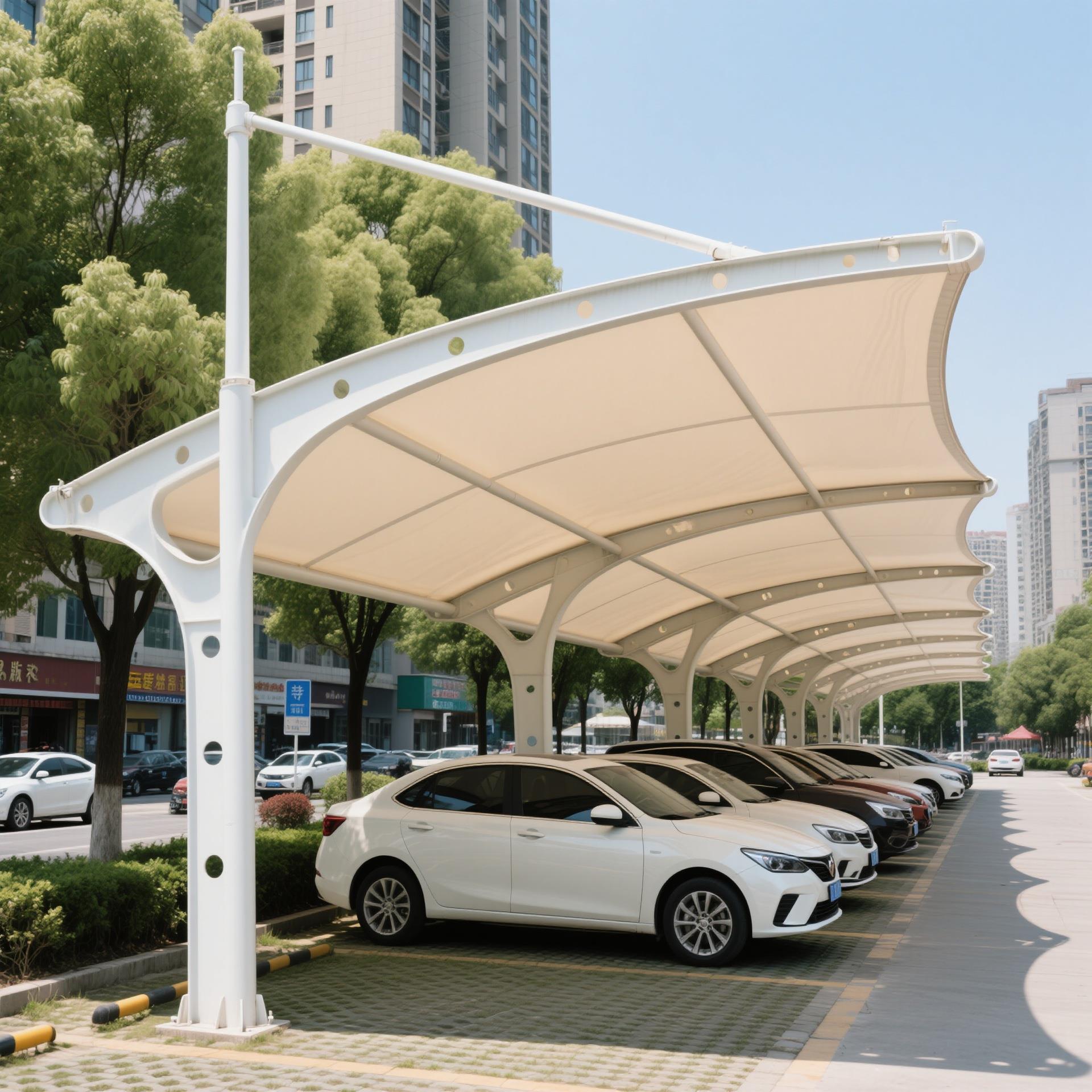 膜结构停车棚充电桩电动自行车棚张拉膜景观遮阳棚雨棚膜结构