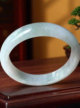 天然a货翡翠手镯63mm绿色紫罗兰冰种带证书老坑缅甸玉镯子0186