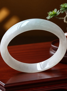 天然a货翡翠手镯58mm正圈冰糯绿色带证书老坑正品缅甸玉镯子0652