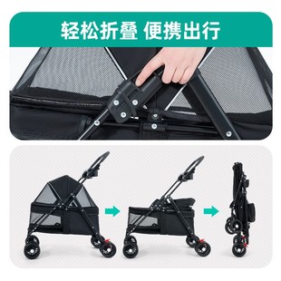 宠物猫狗推车狗狗猫咪泰迪婴手推车外出小型宠物U狗车轻便可折叠