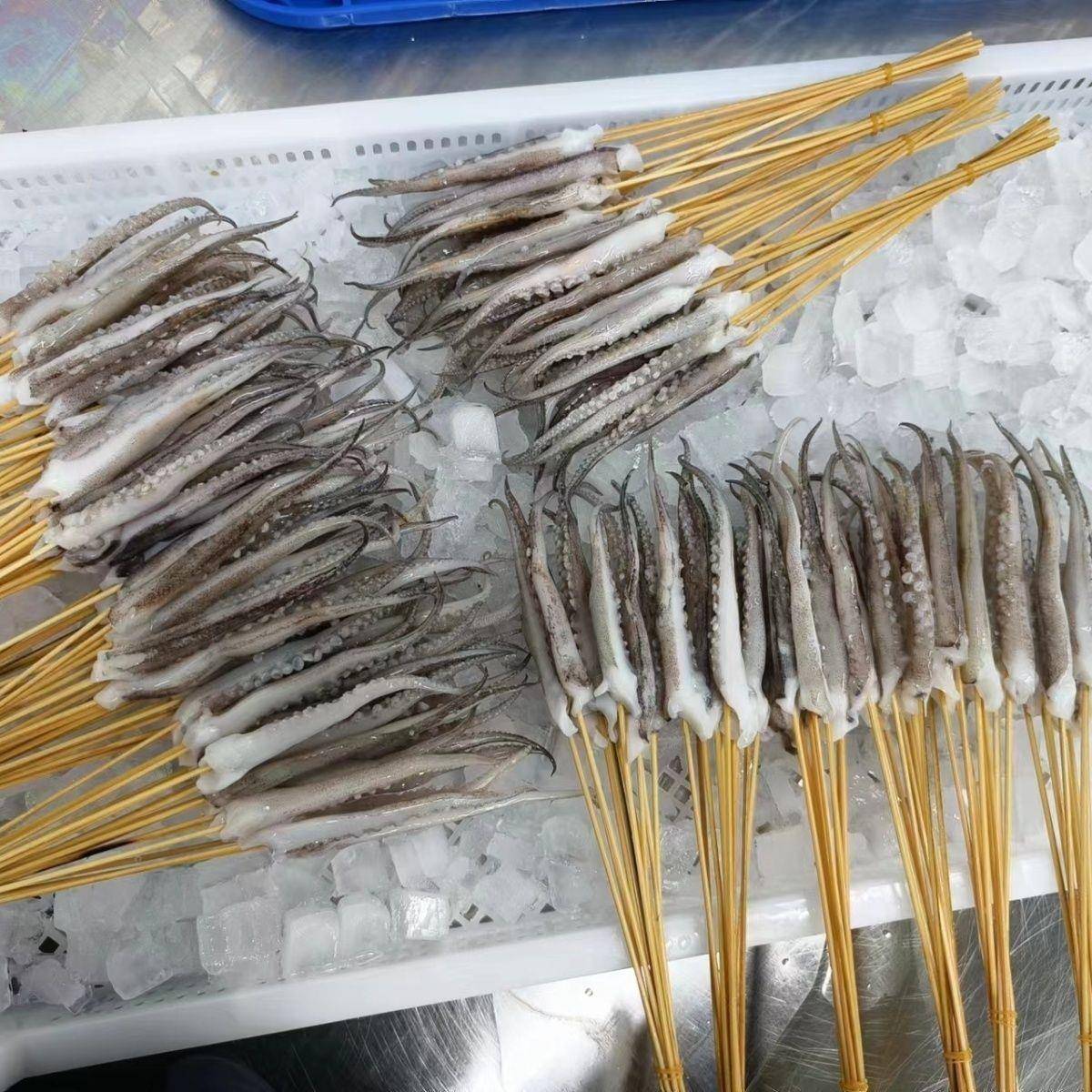 新品松井家鲜香鱿鱼须串8克整箱鱿鱼须手把串铁板烤串炸串涮锅
