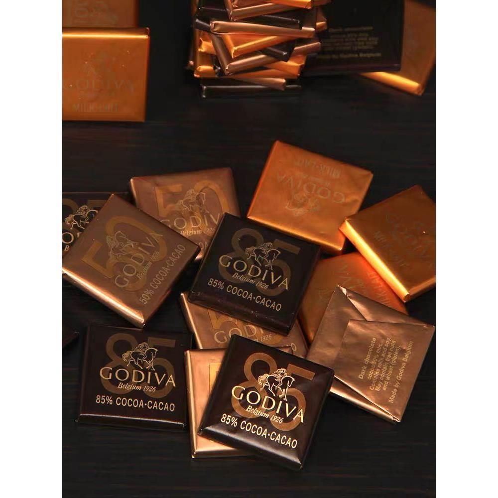 GODIVA哥蒂歌帝梵黑巧克力牛奶排块20片/50片比利时进口零食喜糖