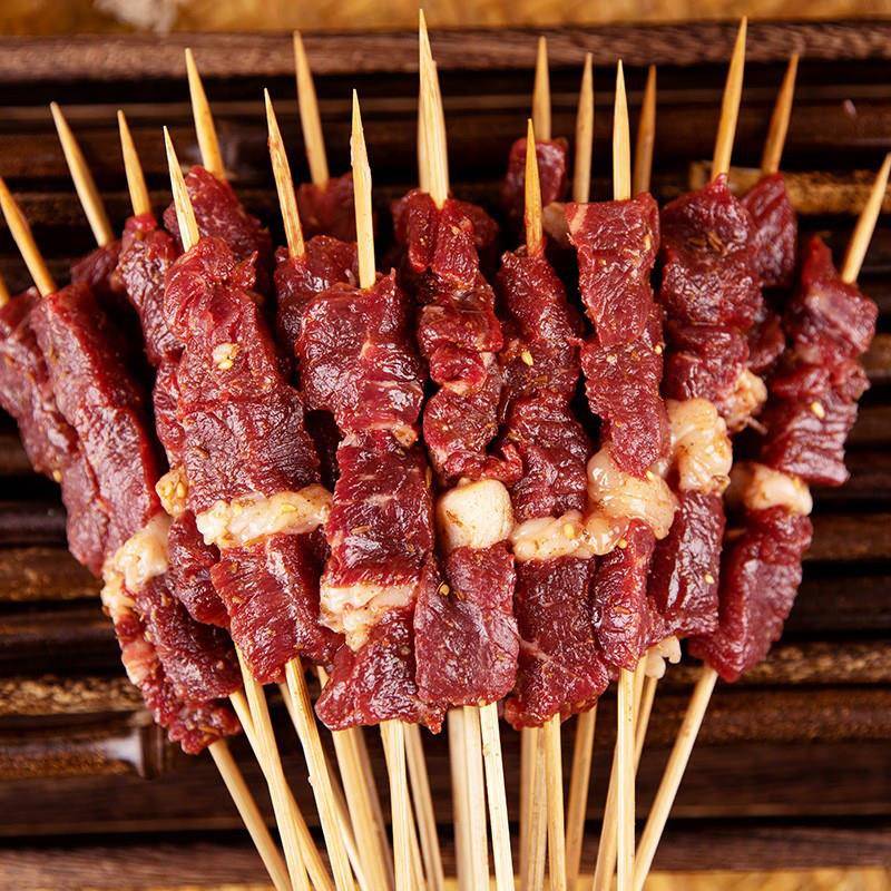 新品新鲜牛肉串商用冷冻半成品羊肉串户外烧烤油炸食材内蒙古烤肉