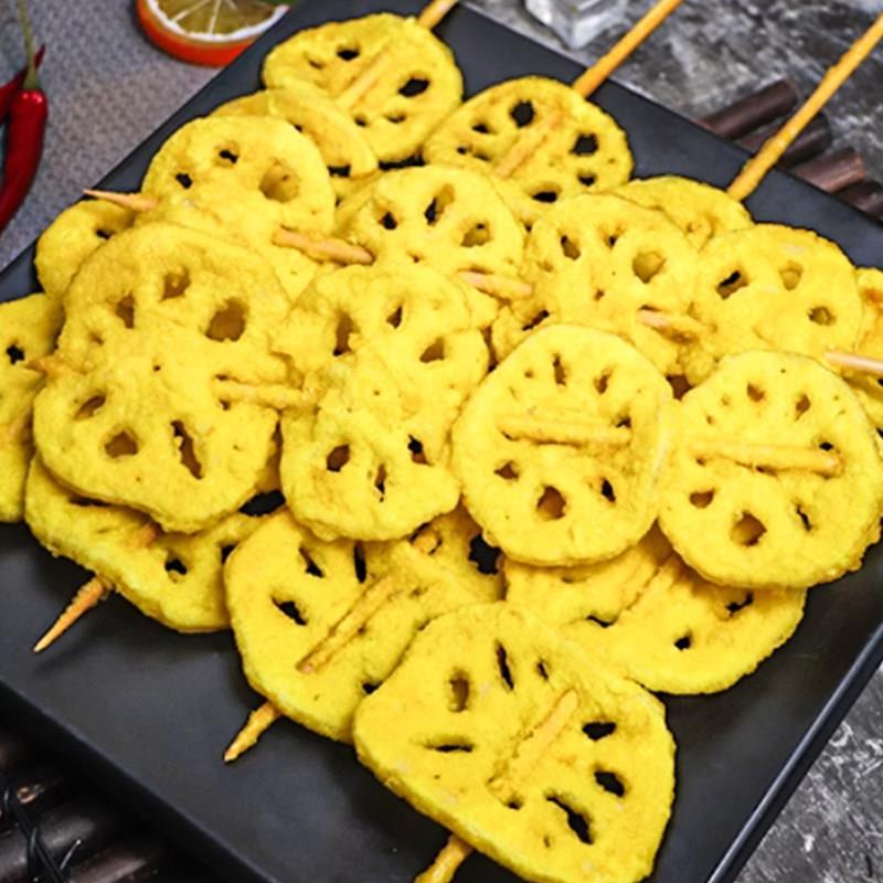 新品莲藕片串黄金藕串商用冷冻半成品烧烤食材油炸小吃裹粉素食串