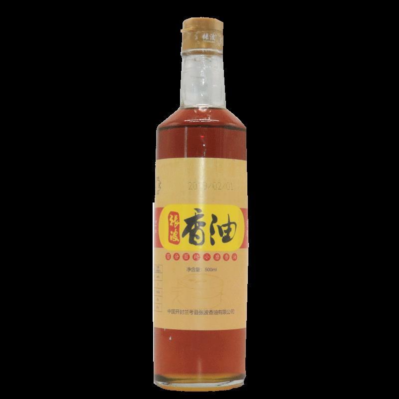 河南兰考特产张波香油玻璃瓶500ml 纯正芝麻油家用调味月子小磨油