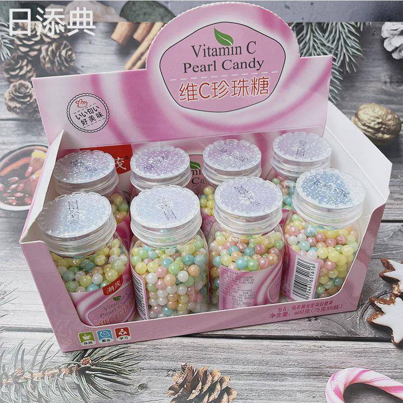 维C珍珠糖彩色水果味糖豆钻石糖口哨糖蛋糕装饰糖果儿童零食