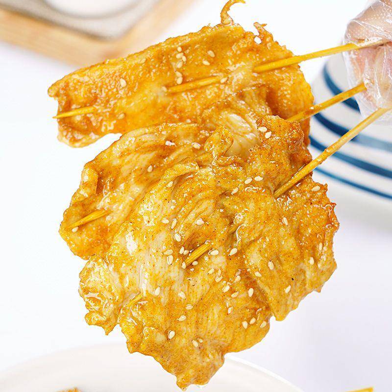 新品咖喱肉串整箱商用半成品冷冻里脊肉片烧烤油炸小吃大鸡肉串