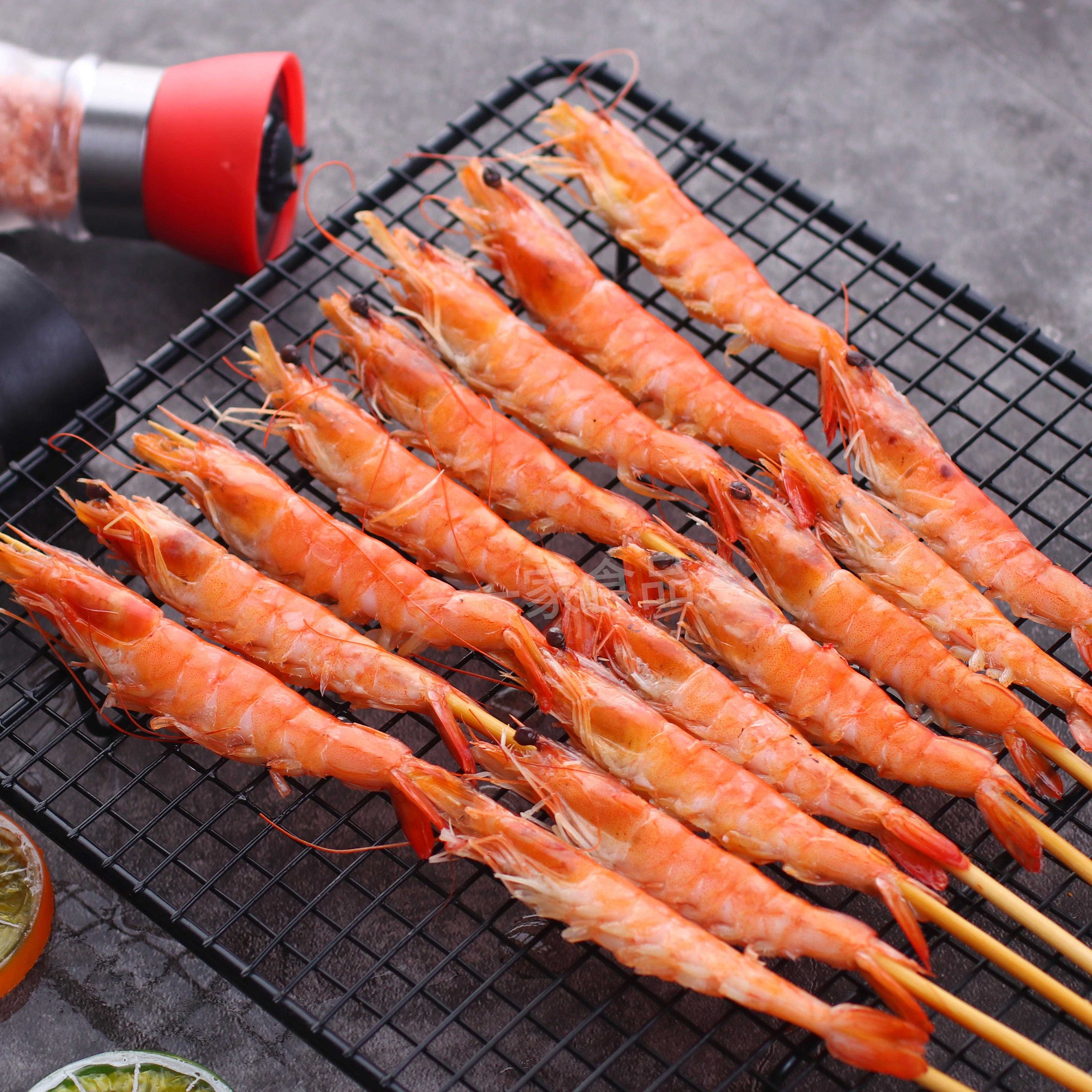 新品聚鲜生大号海虾串户外烧烤油炸食材铁板新鲜海鲜两只虾串半成