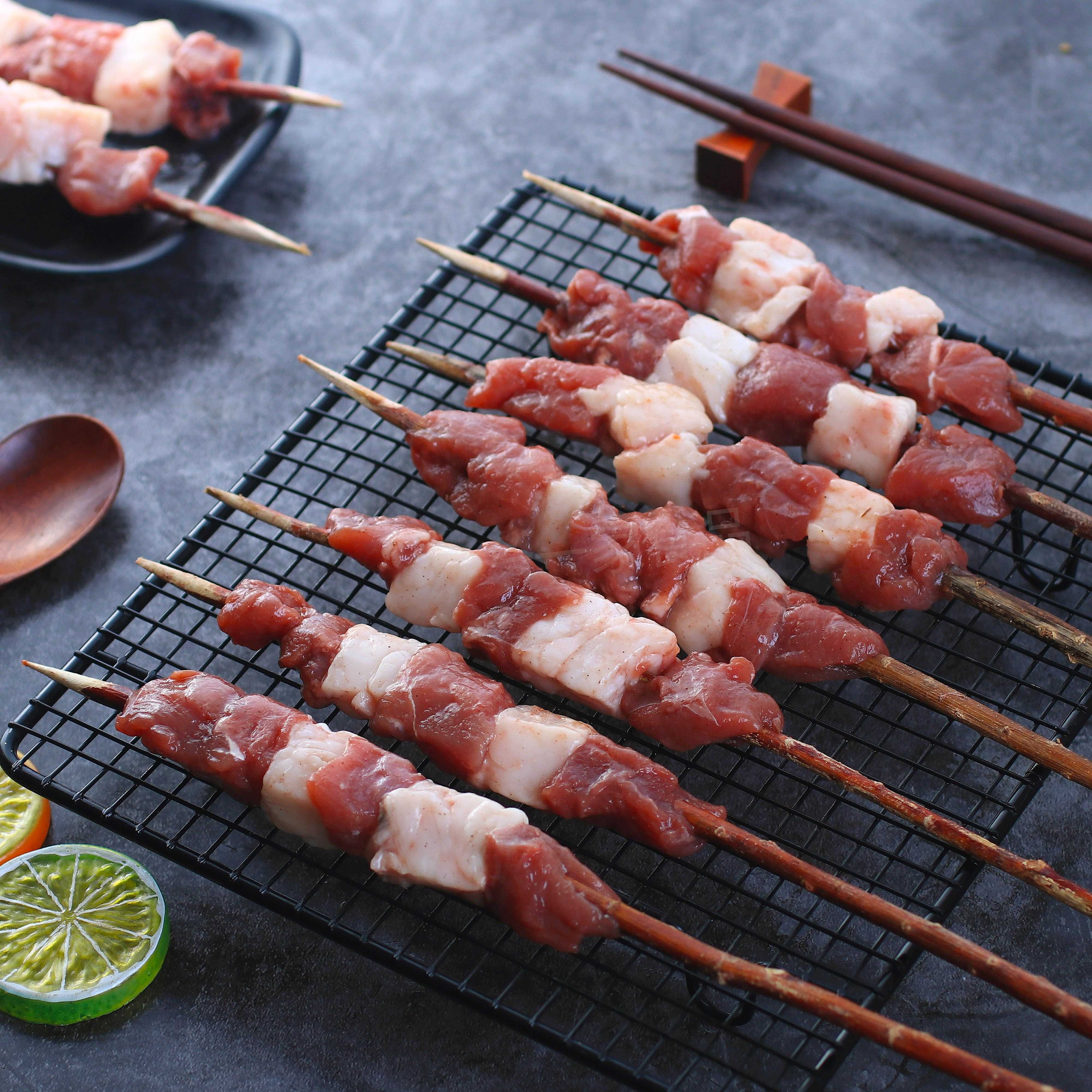 新品伊兰缘红柳羊肉串新鲜烧烤食材红柳枝羊肉串羊肉大串烧烤食材