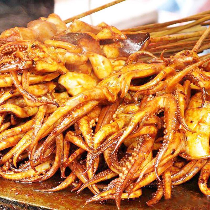 新品35g新鲜鱿鱼须串商用冷冻鱿鱼串铁板烧烤食材尤鱼头章鱼海鲜