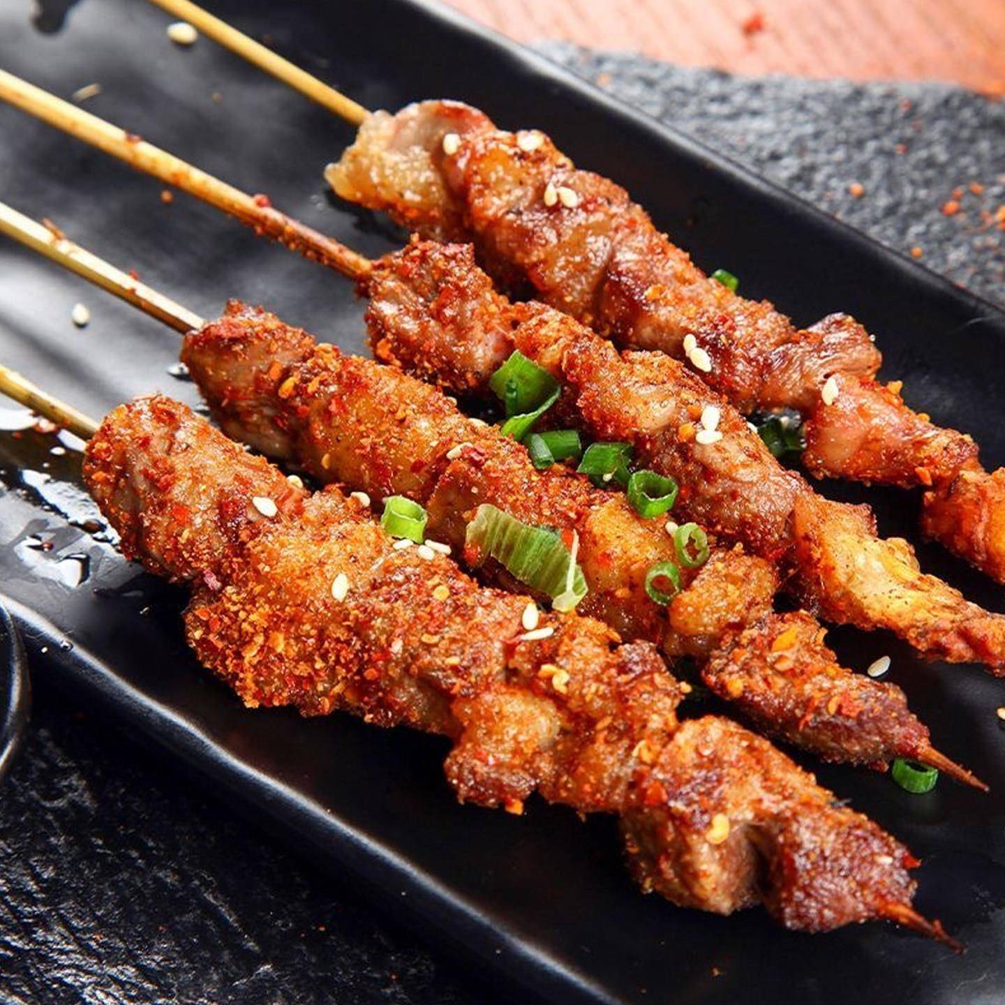 新品东北油边串商用冷冻半成品烧烤油炸食材猪肉串护心肉串烤肉串