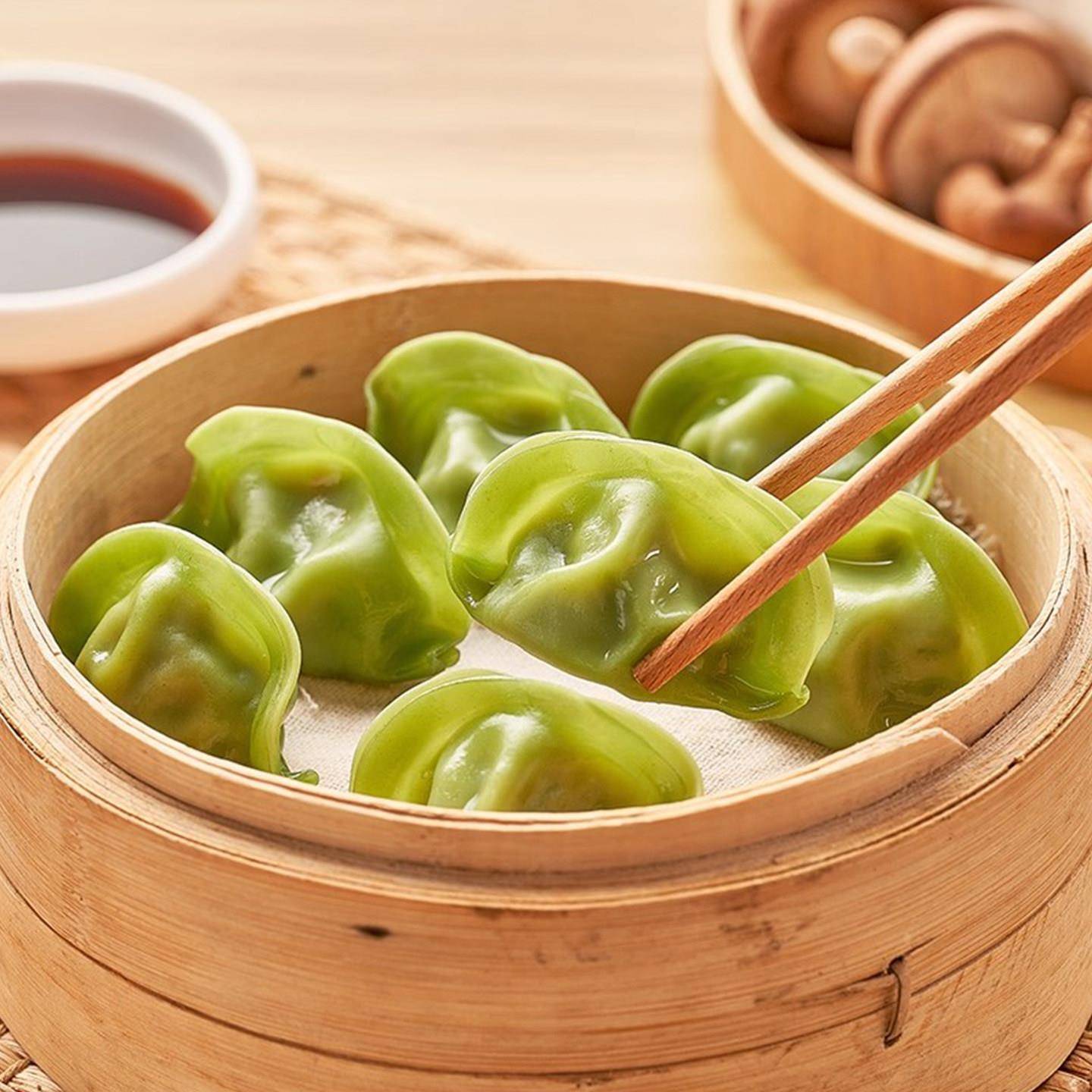 新品素天下菌菇水饺纯素饺子商用佛家寺院素食速冻半成品煎饺蒸饺
