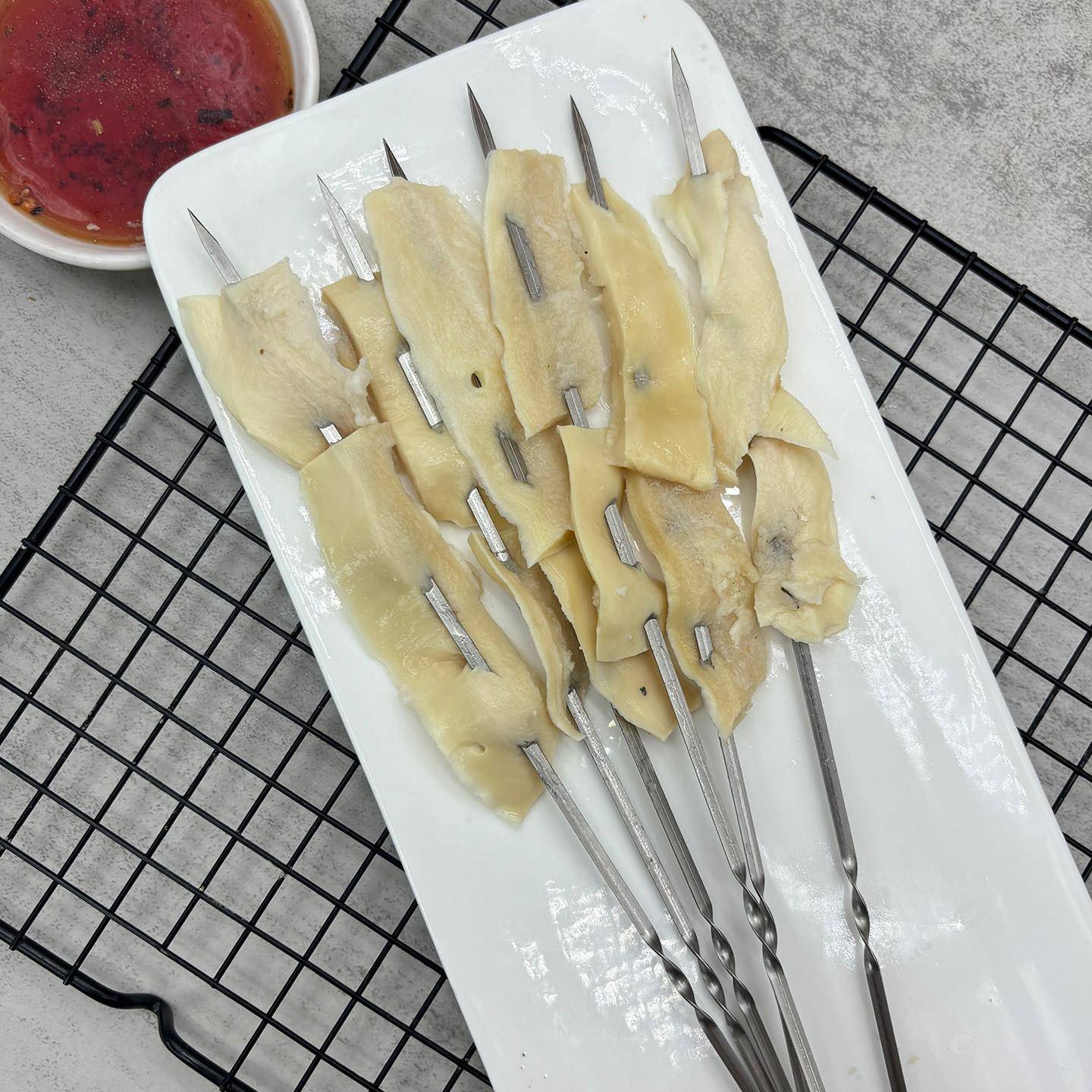 新品铁签牛心管串商用半成品烧烤食材新鲜牛肉牛黄喉串涮锅串串香