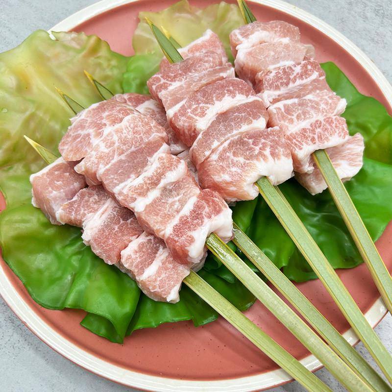 新品日式烧鸟串板松肉串商用冷冻半成品猪颈肉烧烤食材猪肉串烤肉