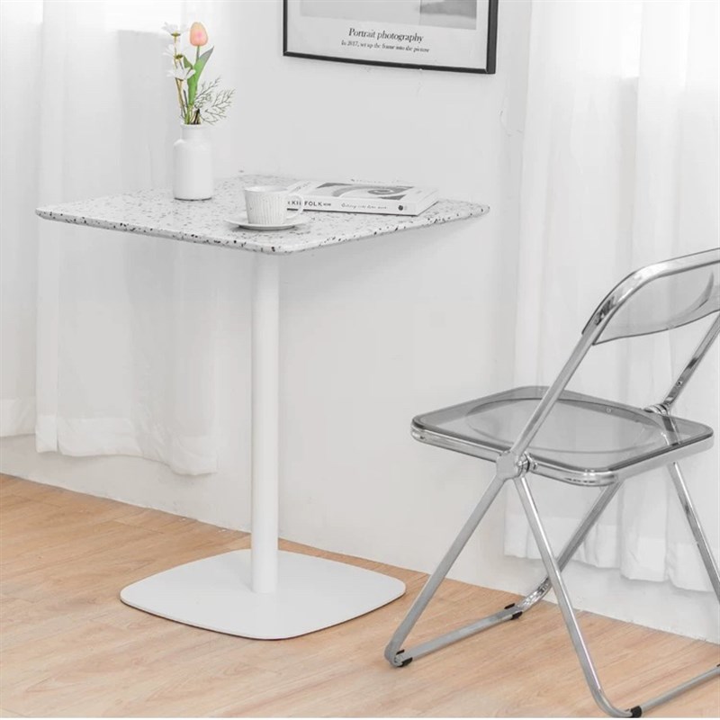 甜品奶茶店水磨石桌子大理石休闲圆桌咖啡西餐厅长桌商用外摆桌椅