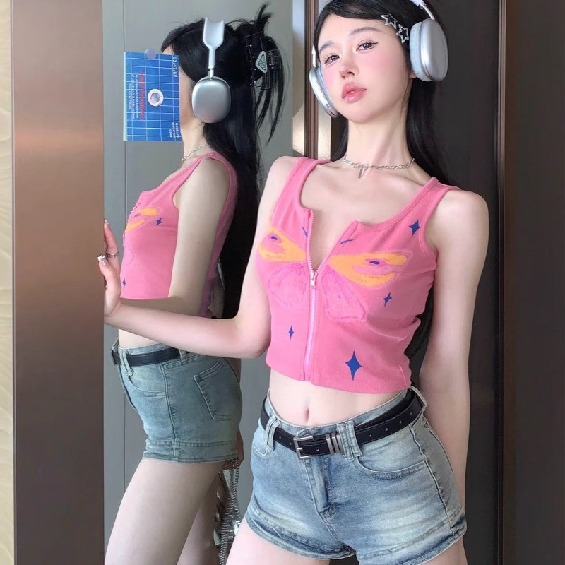粉色小吊带背心女夏外穿演唱会穿搭多巴胺内搭遮副乳泰式甜辣