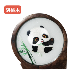 蜀绣熊猫摆件双面绣手工刺绣文创活动礼品送外宾出国伴手礼纪念品