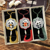 非遗蜀绣挂件双面绣手工刺绣车挂熊猫文创伴手礼中国纪念品送老外