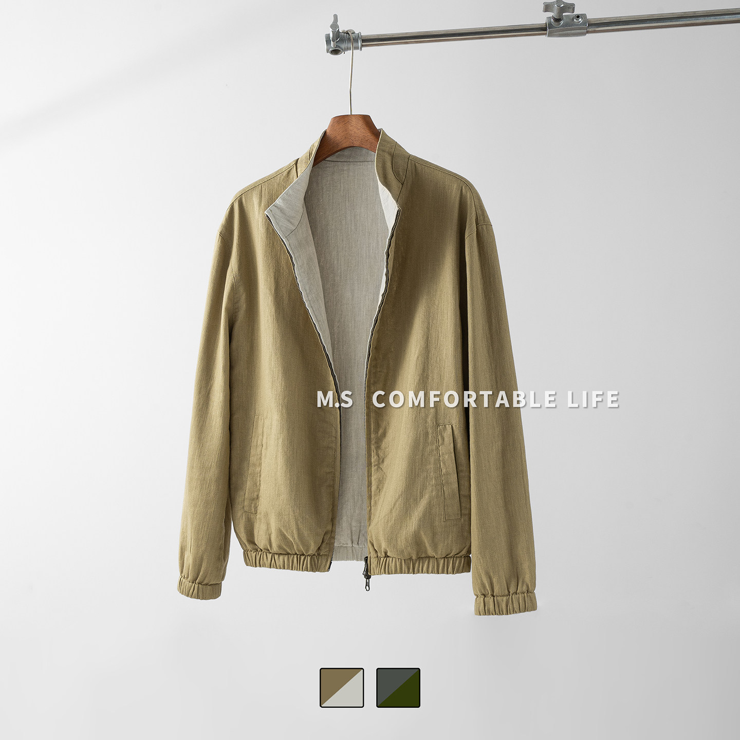 麻尚生活双面亚麻夹克男秋季新款设计感宽松百搭休闲棉麻外套上衣