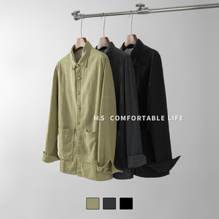 长袖 宽松显瘦休闲衬衣薄款 衬衫 新款 外套上衣 秋季 麻尚生活苎麻男士