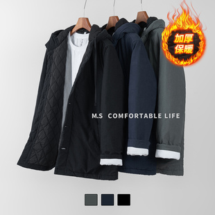 麻尚生活加厚连帽棉衣男冬季新款宽松百搭棉袄新中式休闲棉服外套