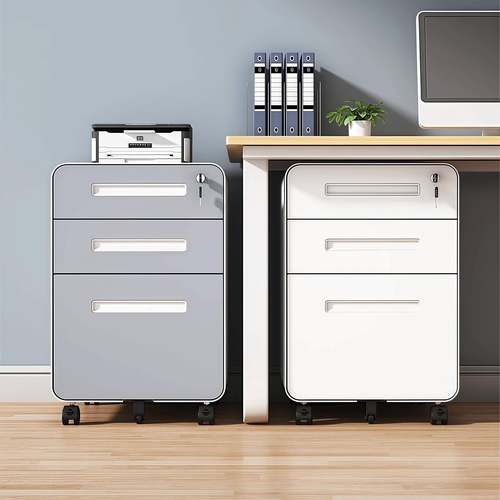 桌下文件柜活动柜移动带锁收纳柜印表机收纳柜子办公室抽屉柜矮柜