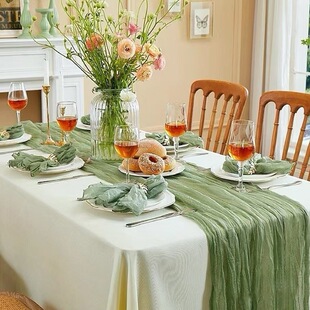 桌布生日布置派对甜品台装饰婚礼皱布宴会婚礼周岁餐桌旗氛围感