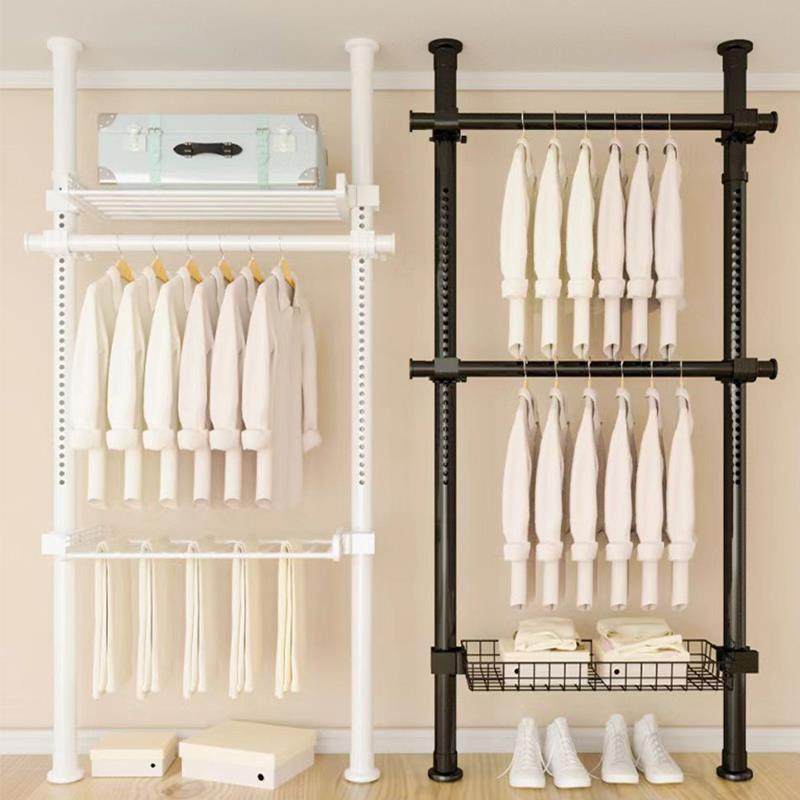 顶天立地衣架杆落地式挂衣架家用置物架阳台晾衣架收纳衣帽间自制