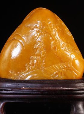 北部田黄石富贵山居图摆件田园薄意雕家居玄关摆设手工工艺品