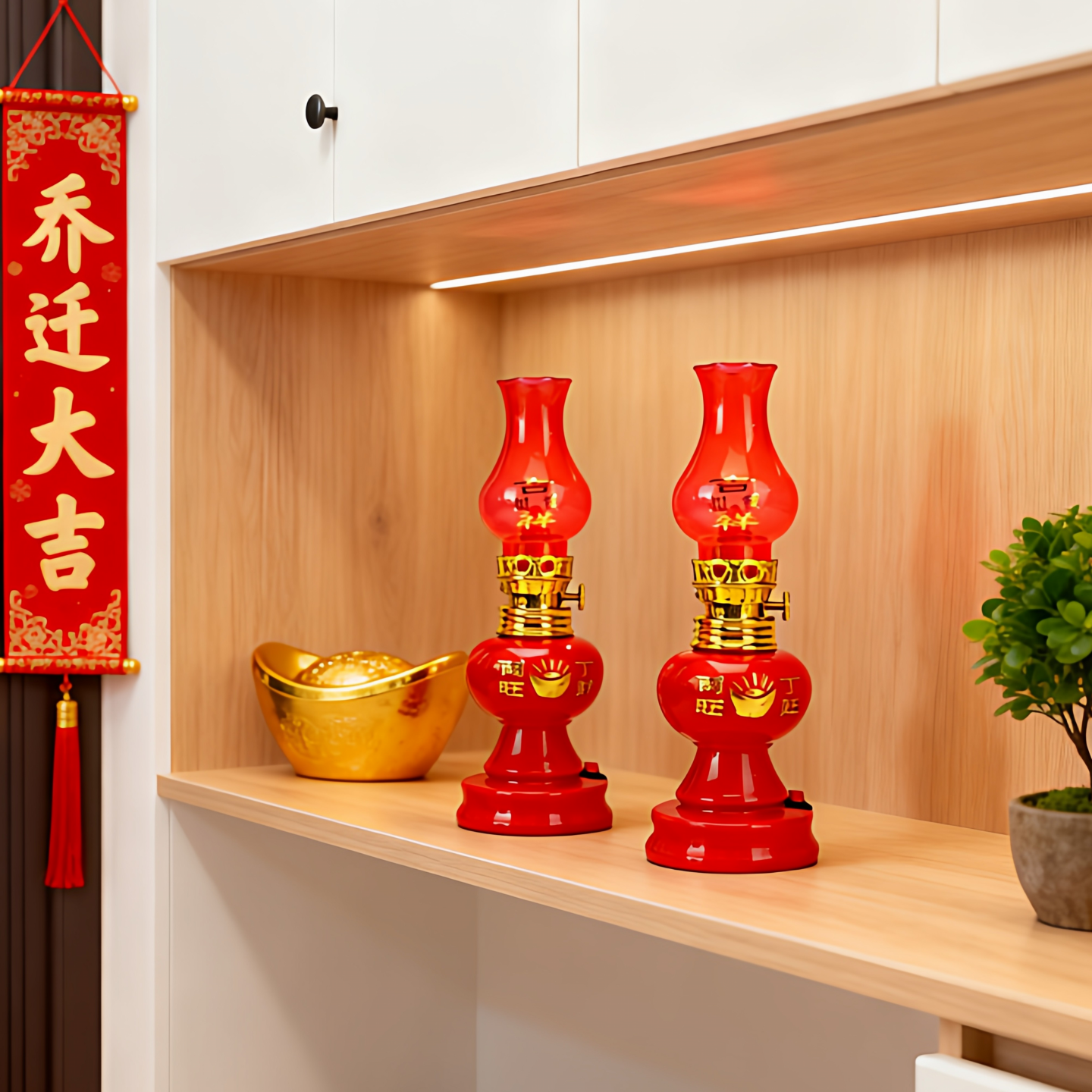 结婚用品复古酥油灯搬家乔迁添丁发财灯结婚摆件灯煤油灯婚庆道具