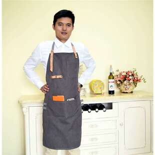 订 做 皮配件背带订 制帆布棉简洁休闲工作围裙家庭跨境