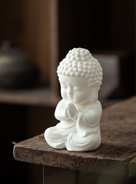 久造车载陶瓷小如来创意手工佛系可爱汽车摆件