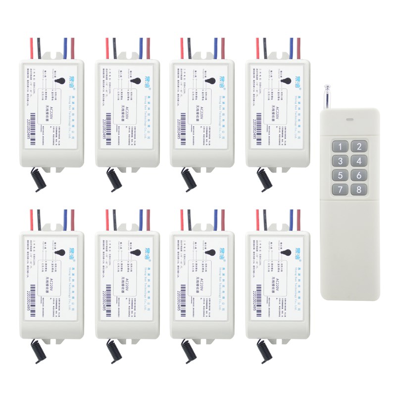 晟涵 学习型1拖4路1拖6路1拖8路1拖12路交流220V穿墙无线遥控开关