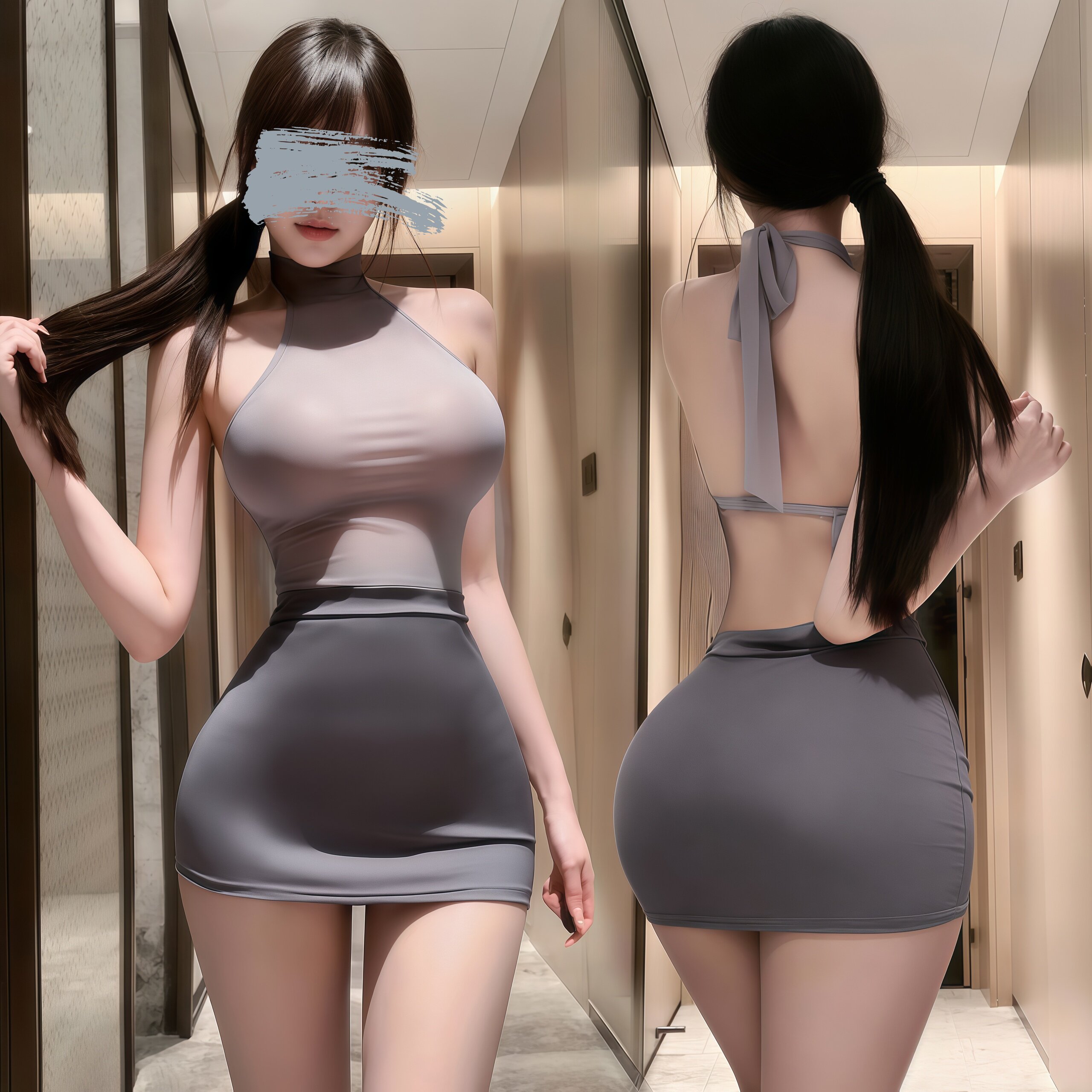 情趣内衣纯欲绑带透视OL制服性感调情露背包臀睡衣套装