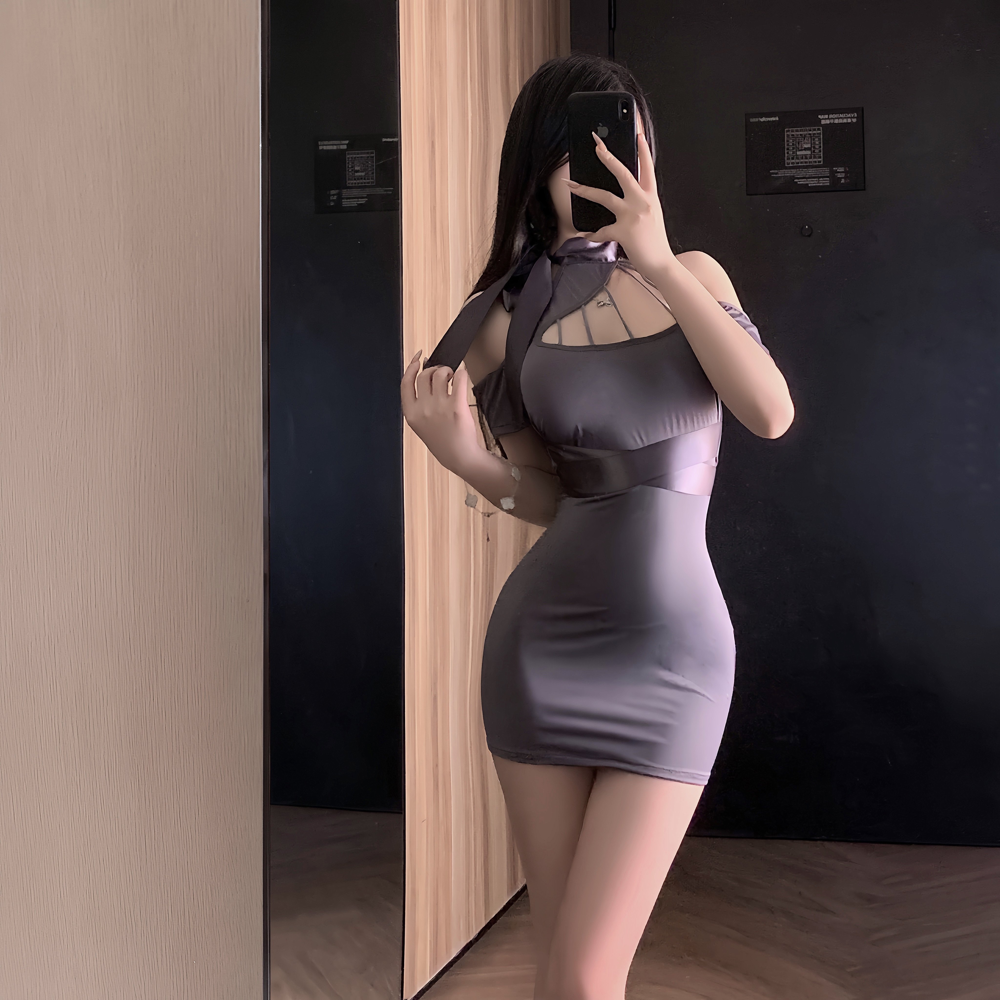 性感情趣内衣女秘书装修身显瘦连衣包臀裙高级感镂空绑带qqny睡裙