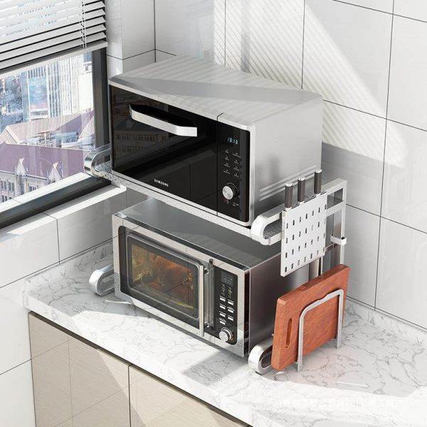 304不锈钢厨房置物架家用烤箱微波炉可伸缩双层台面2层桌面收纳架,厨房/烹饪用具,微波炉置物架,淘宝优惠券,粉丝福利购,淘宝优惠卷