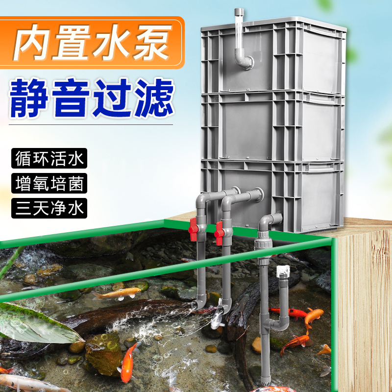 鱼缸鱼池上置过滤器滴流盒内置水B泵过滤箱增氧净水循环系统周转