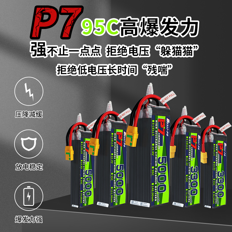 博氏新品航模电池固定翼60/70/90涵道远航6寸M7寸网红X8无人机95c