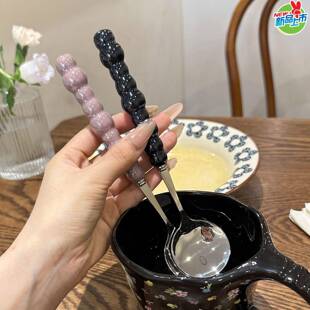 是时候让你的餐桌充满仙气!304不锈钢珍珠仿陶瓷手柄刀叉勺INS风