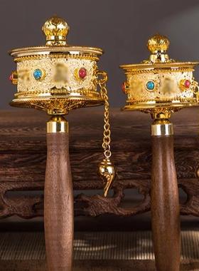 5厘米转经简手摇底座合金双轴承西藏工艺品转简摆件经手摇转筒