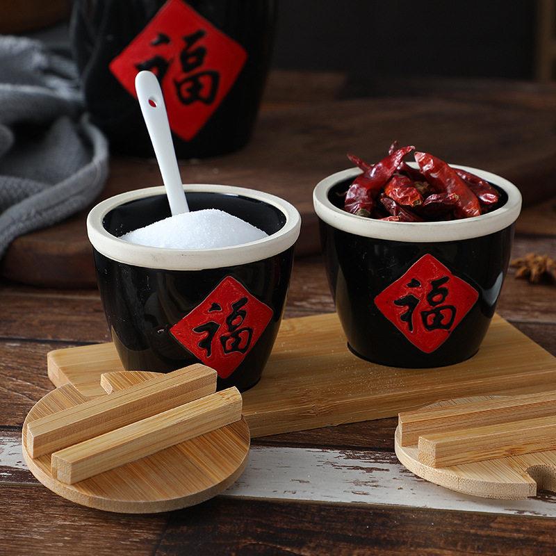 调料调味缸调味罐福字缸小酱缸福缸陶瓷复古创意盐油糖味精收纳罐