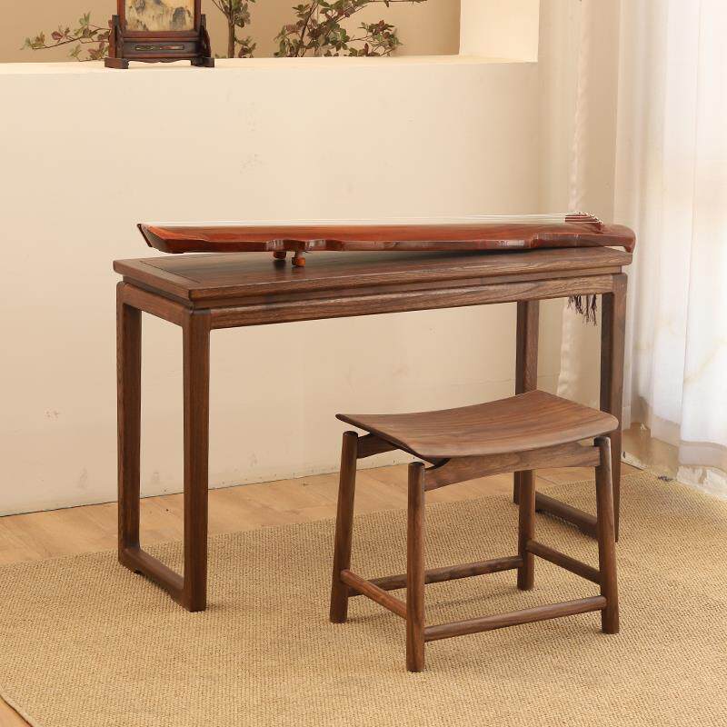 新中式禅意古琴专用桌凳实木共鸣琴桌琴凳老榆木写字书桌小型茶桌