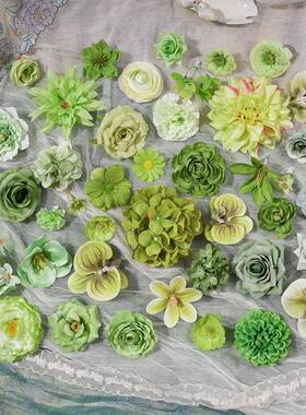 绿色系仿真花头 痛包谷美拍摄道具古风服装配件diy手工材料假花