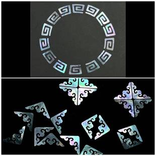 云雷纹云纹螺钿片贝壳片白蝶贝片贝母片大漆漆器漆画漆艺镶嵌材料