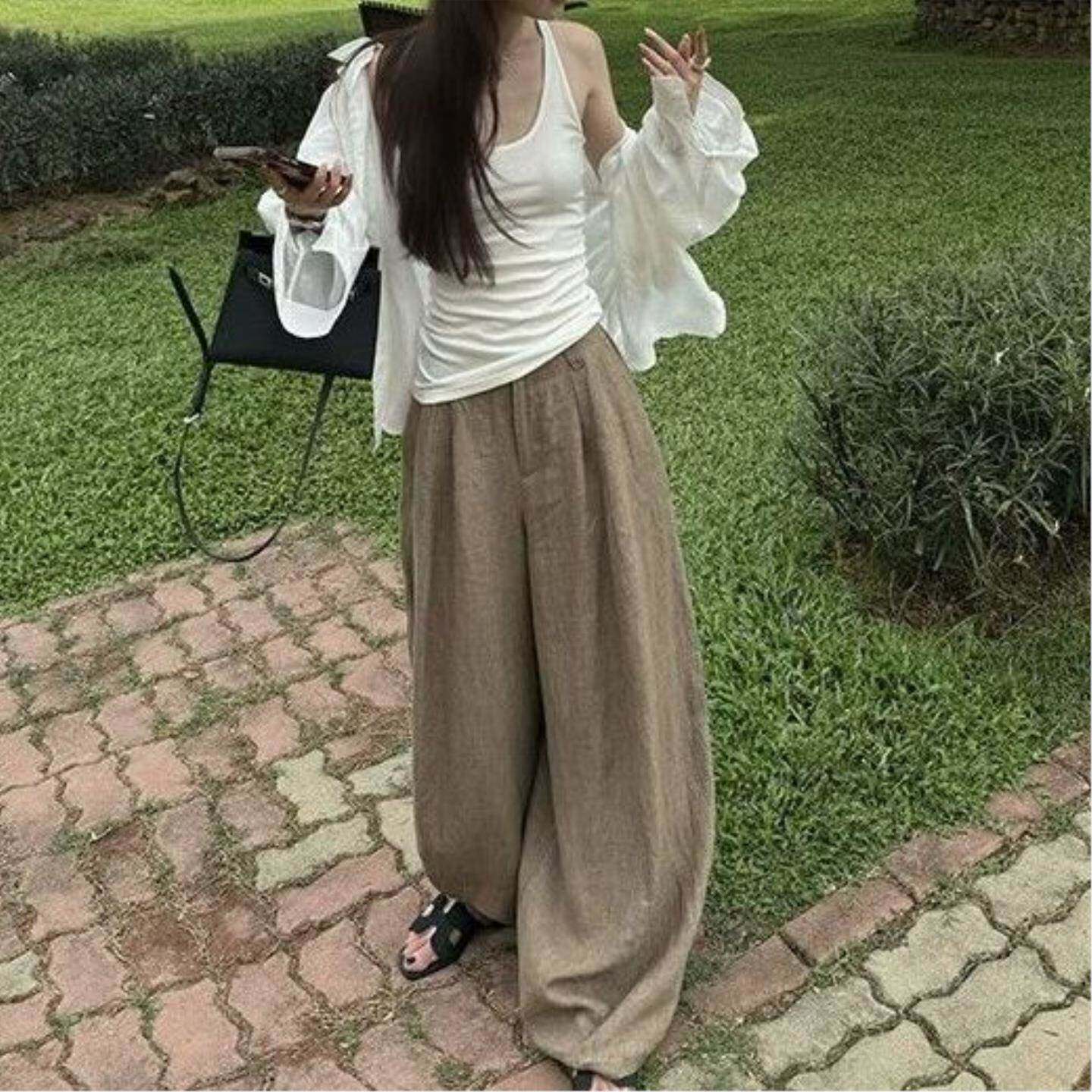 空气感宽松大码休闲夏日慵懒风自留~松弛美学垂坠休闲裤