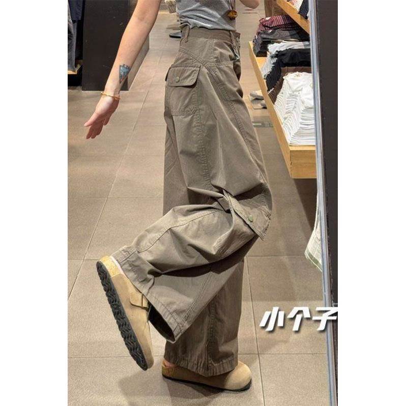 美式小个子复古工装运动裤女2026春季新款宽松显瘦直筒弯刀阔腿裤