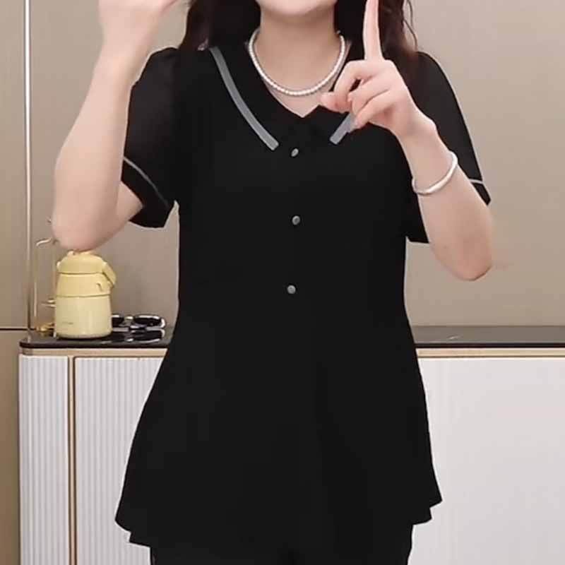 版型好遮肉妈妈胖人小衫女装2026夏季新款时尚洋气显瘦弹力上衣女