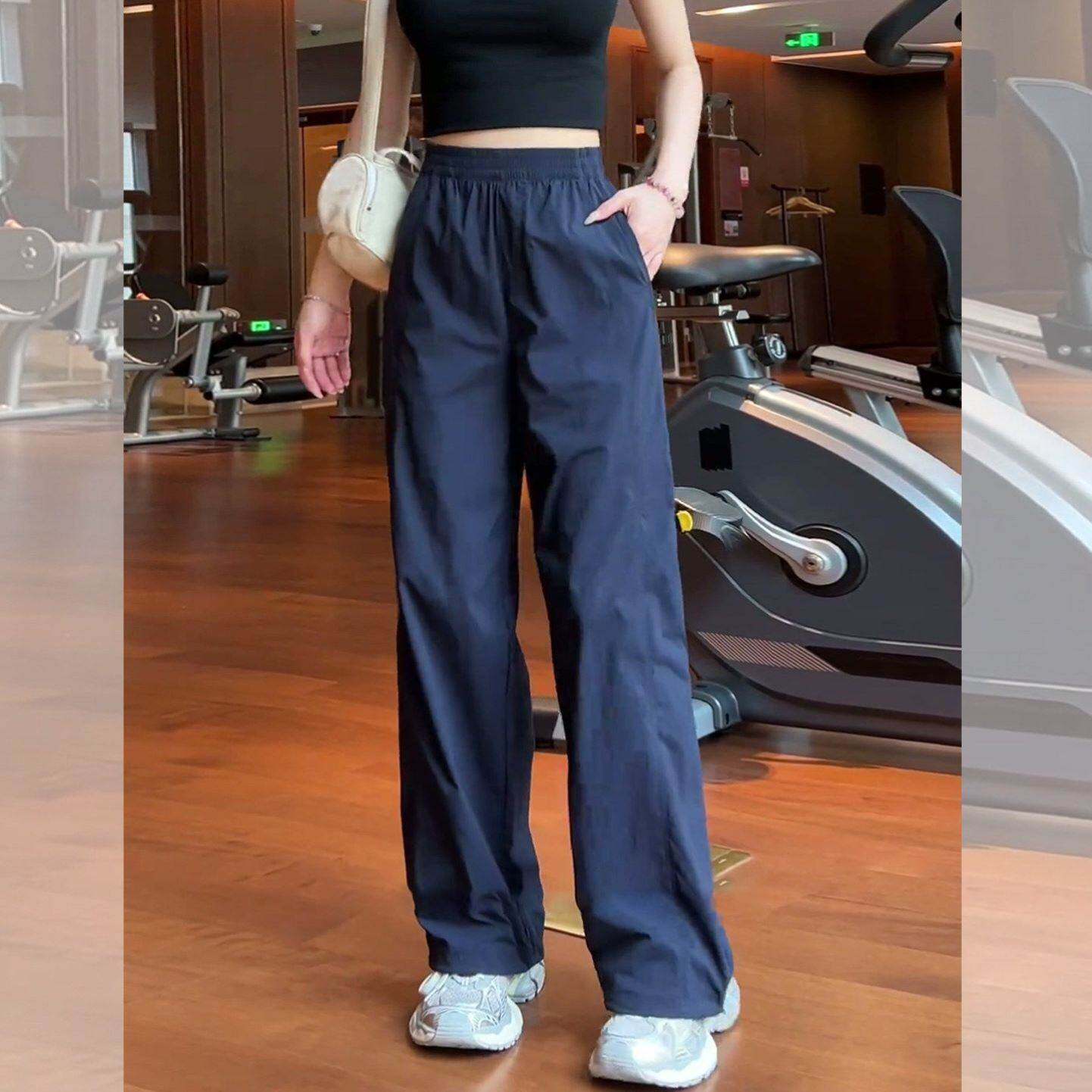 藏青色冰丝速干工装裤女夏季轻薄款2026新款今年很火的爆款运动裤
