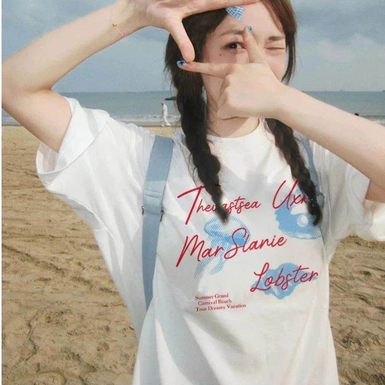 棉美式宽松甜美短袖t恤女2026夏季新款学院风爆款学生上衣